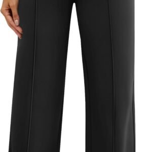 DLOODA Womens Dress Work Pants Business Casual Slacks Stretchy Wide Leg Trousers with Pockets High Waist Pull On
