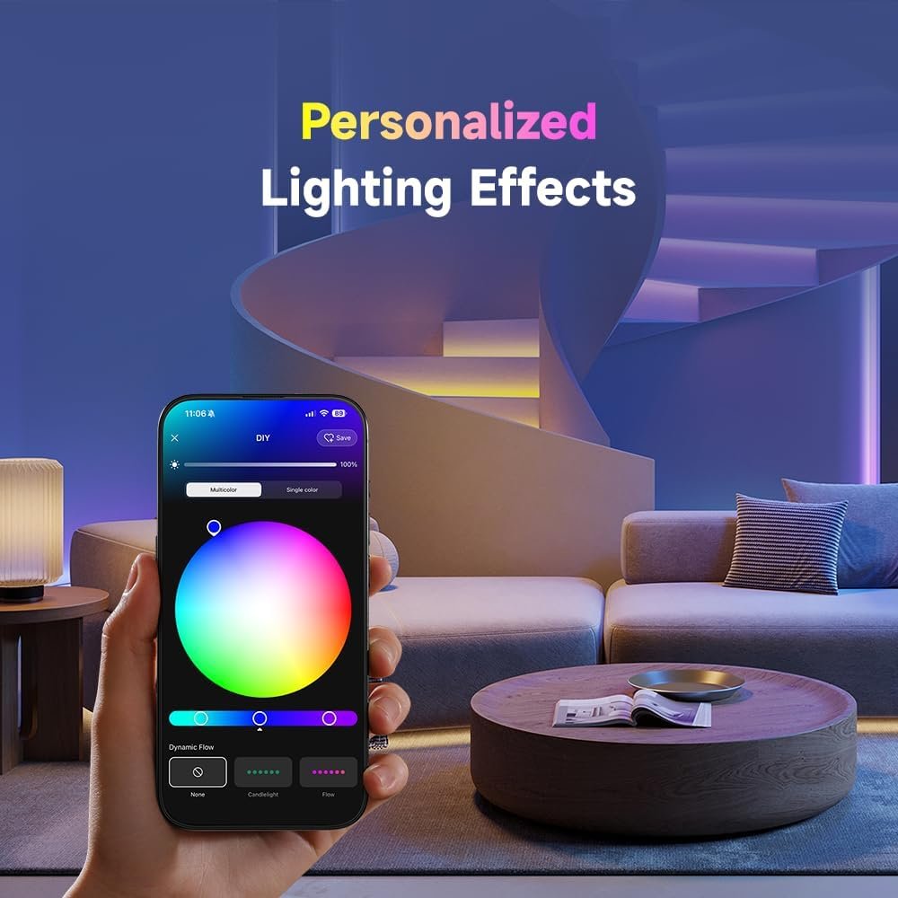 DREAME RGB IC LED Light Strip Extention 1m 3.3ft, 4-in-1 Technology Music Sync Color Changing Lights, 60 LEDs/m High Density Bright DIY 50 Segments, Works with Matter Alexa Google Home - Image 7