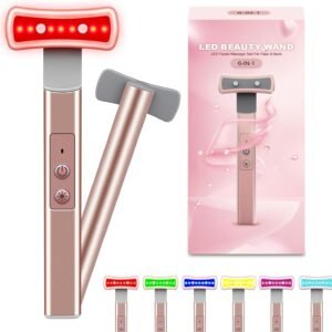 Red Light Therapy for Face, 6 in 1 LED Light Therapy Eye Equipment for Skin,Face Wand with Facial Massager, Skincare Facial Wand,Vibration, Thermal, Microcurrent，Portable Beauty Tools
