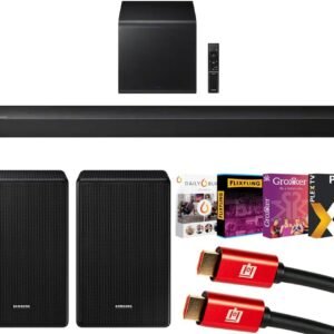 Samsung HWQ800H 5.1.2 ch. Q-Series Dolby Atmos Soundbar System (2026) Bundle with SWA-9500S Wireless Rear Speaker Kit, 4K HDMI 2.0 Cable and Tech Smart USA Premiere Movies Streaming
