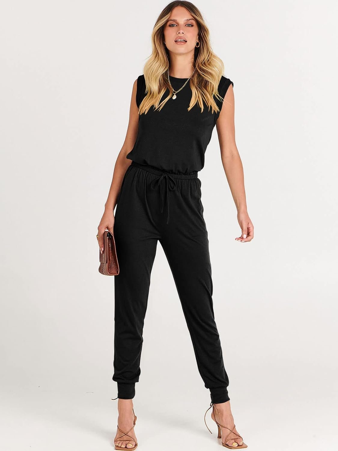 ANRABESS Womens Summer Sleeveless Jumpsuits Casual Dressy Stretchy Crewneck Rompers One Piece Outfits Fall Fashion 2026 - Image 3