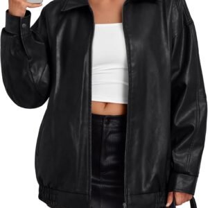 Trendy Queen Womens Leather Jacket, Oversized Going Out & Everyday Statement Piece, Bomber Jacktes Moto Coat