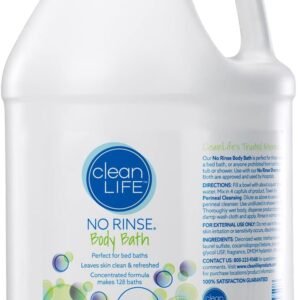 CleanLife Products No-Rinse Body Bath, 1 Gallon (Makes 128 Complete Baths) – Gentle, Concentrated Liquid Body Wash Made in USA – Ideal for Post-Surgery, Elderly Care, Camping, and Travel