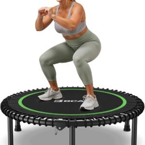 BCAN 450/550LBS Mini Rebounder Trampoline for Adults, 40″/48″ Foldable Fitness Trampoline with Bungees, Quiet & Stable Exercise Trampoline Indoor/Home/Garden (BT2, Without Handle)