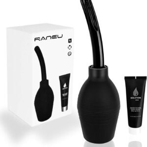 RANEU Enema Bulb Kit with Lube Anal Douche Superior Materials Douche for Men Women Made of Comfortable Material (Black)