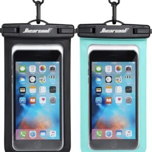 Hiearcool Waterproof Phone Pouch, IPX8 Waterproof Phone Case for iPhone 17/16/15/14 Pro Max, Cell Phone Dry Bag for Beach & Cruise Essentials, Touch Screen, Lanyard Included, 2 Pack (Fits Up to 8.9”)