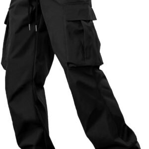 Comdecevis Men’s Casual Cargo Pants Workout Joggers Stretch Sweatpants Hiking Drawstring Tactical Pants with Multi Pockets