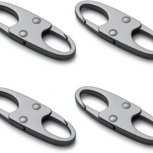 zelin Anti Theft Zipper Clips Double Opening Small Carabiner Clips, 4Pcs Elegant Zinc Alloy Zipper Pull Replacement for Travel, Commuting and Camping (Space Grey)