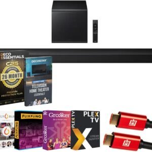 Samsung HWQ800H 5.1.2 ch. Q-Series Dolby Atmos Soundbar System (2026) Bundle with 26 Month CPS Protection Pack, HDMI Cable, Premiere Movies Streaming Pack and Deco Gear Home Theater Beginner’s Guide