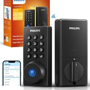 Philips Wi-Fi Door Lock, WiFi Smart Lock Keyless Entry Deadbolt for Front Door, Compatible with Alexa & Google Assistant, Remote Control, Built-in WiFi, APP Fingerprint Passcode Unlock, Auto Locking