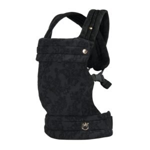 NEST BLANCHE Baby Carrier – Soft Cotton Linen Blend with Magnolia Jacquard Design, Adjustable and Ergonomic for Newborns and Toddlers (Ebony)