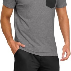 PrinStory Mens Summer Pajamas Set Lightweight Pjs Sets Short Sleeve Pajama Shorts Set Soft Sleepwear Loungewear with Pockets