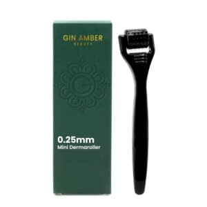 Gin Amber Beauty Mini Derma roller (0.25mm) – 48 Real Individual Needles, Microdermabrasion Device for Skin Care, Serum Absorption with Microneedling, Tool, Hygienic Case (Black Mini 0.25mm)