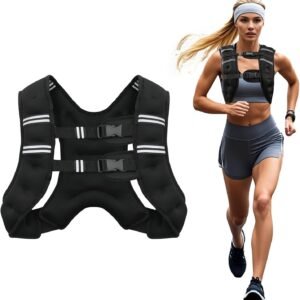 Poudee Weighted Vest, 6lb/8lb/10lb/12lb/16lb/20lb/25lb/30lb Weight Vest for Men Women, Body Weight Vests Adjustable with Reflective Stripe for Strength Training, Running, Workout, Jogging, Walking