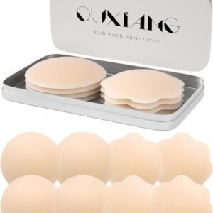 QUXIANG 4 Pairs Pasties Women Nipple Covers Reusable Adhesive Silicone Nippleless Covers Bra for Dress