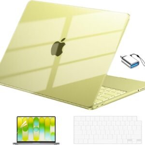EooCoo for MacBook Neo Case 13 inch 2026 Model A3404 with A18 Pro Chip, Scratch Resistant Protective Hard Shell Case & Keyboard Cover & Screen Film & Type C, Crystal Citrus