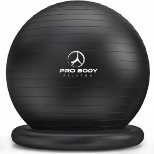 ProBody Pilates Yoga Ball Chair, Exercise Ball Chair with Base or Stand for Home Office Desk Sitting or Workout, Balance Ball & Stability Ball Seat for Back, abs