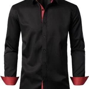 JEMITOP Men’s Stretch Multi-Use Long Sleeve Dress Shirts Party Prom Wedding Shirts with Slight Sheen