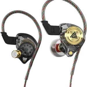 Wired Gaming Earbuds, Ak3file in Ear Monitors, Deep Bass Sound Wired Earbuds, HiFi in Ear Headphones with 1DD 10mm Dynamic Driver, IEM for Music Gaming Video Calling (Black)