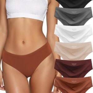 Seamless Underwear for Women No Show Hipster Bikini Panties Low Rise Cheeky Breathable Soft Invisible Briefs 6 Pack