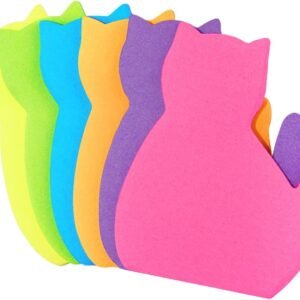 Cute Cat Sticky Notes, 6Pack 6 Bright Color Kawaii Sticky Notes for Cats Lover (6 Colors Shape 1)