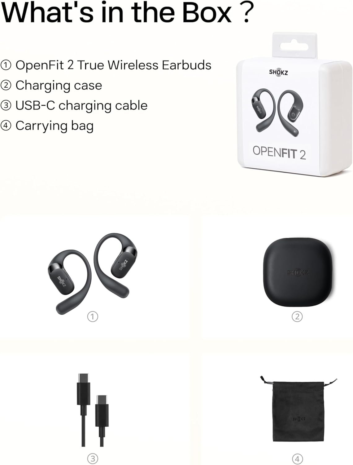 SHOKZ OpenFit 2 Open-Ear Headphones,True Wireless Bluetooth Earphones with Microphone,Earhook Earbuds with 48 Hours of Playtime,Fast Charging,IP55 Water-Resistant,with Carrying Bag,Black,Bluetooth5.4 - Image 11