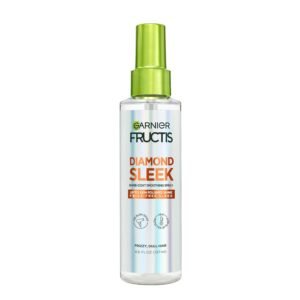 Garnier Fructis Diamond Sleek Hair Shine Spray, Frizz Control and Heat Protectant for Frizzy, Dry Hair, Formulated with Vegan Keratin Smoothing Complex and Argan Oil, 4.6 Fl Oz