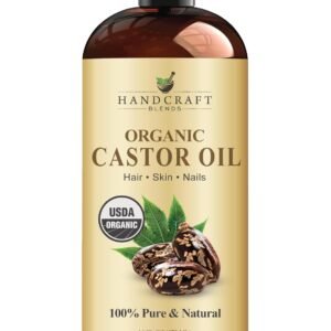 Handcraft Blends Organic Castor Oil 16 Fl Oz | 100% Pure and Natural | Premium Grade Carrier Oil | Hair, Eyelashes and Eyebrows | Hair and Body | Expeller-Pressed | Hexane-Free