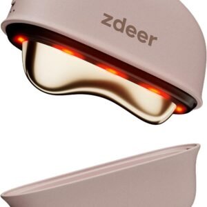 ZDEER LED Red Light Therapy for Face & Neck Massager Facial Care Device – Electric Gua Sha Brass Tool with Heat & Vibration for Firming, Sculpting & Skincare, Pink