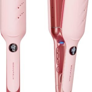Wavytalk Power Wave Hair Crimper, Curling Iron Hair Crimper Waver, Ventilation Design for Less Damage, Ionic Reduces Frizz, Effortless-Waver, Dual Voltage Crimping Iron, Pink
