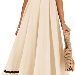 ZESICA Women’s 2026 Summer Spaghetti Straps Sleeveless Backless Sundress Flowy Smocked Lace Swing A Line Midi Dress