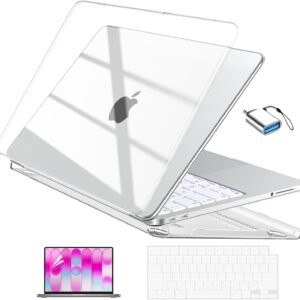 EooCoo for MacBook Neo Case 13 inch 2026 Model A3404 with A18 Pro Chip, Scratch Resistant Protective Hard Shell Case & Keyboard Cover & Screen Film & Type C, Crystal Clear