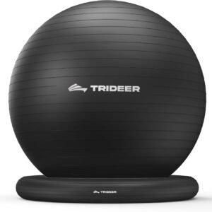 Trideer Exercise Ball for Office Desk, Yoga Ball Chair to Relieve Back Pain, Stability & Fitness Ball Seat with Base, Home Gym Core Workout, Abs, Stretching & Therapy