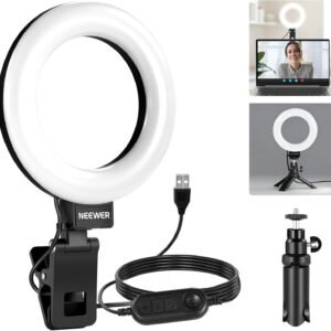 NEEWER Basic 5″ Ring Light for Video Conference Lighting, Clip on Light Kit with Desk Tripod Stand for Monitor Laptop Computer Zoom Call Live Streaming Remote Working Learning Video Recording, BR60
