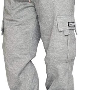 Men’s Cargo Sweatpants Casual Fleece Joggers Loose Fit Open Bottom Athletic Pants for Men with Pockets