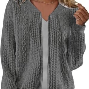 kipfall Women’s Zip up Sweatshirt Jacket Stand Collar Hoodless Outerwear Casual Coat with Pockets