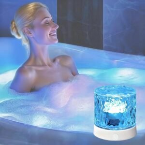 Rechargeable Shower Lights for Inside Shower-Ocean Wave Projector Light for Bathroom Bath Tub-Cordless LED Bathroom Lights 3D Water Ripple Light Ocean Lamp for Bathtub Relaxing Spa,Northern Aurora