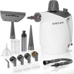 TICYACK Handheld Steam Cleaner, Steam Cleaner with 16 PCS Accessory & Safety Lock, 500ML Capacity, Multi-Surface Deep Cleaning for Home, Car, Bathroom, Grout, Floor, Window (White)