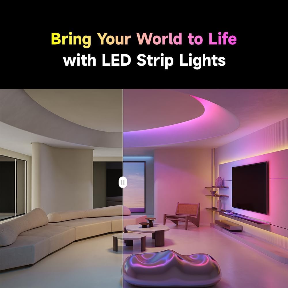 DREAME RGB IC LED Light Strip Extention 1m 3.3ft, 4-in-1 Technology Music Sync Color Changing Lights, 60 LEDs/m High Density Bright DIY 50 Segments, Works with Matter Alexa Google Home - Image 2