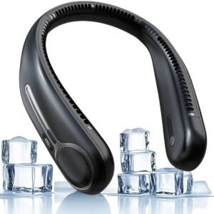 Portable Neck Fan,Hands Free Personal Wearable Bladeless Fan,6000mAh USB Rechargeable,360° Cooling,LED Display,4-Speeds,Birthday Gifts for Men Women Dad Mom,Fathers Day,Mothers Day Gifts (Black)