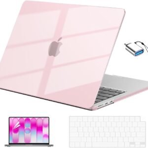 EooCoo for MacBook Neo Case 13 inch 2026 Model A3404 with A18 Pro Chip, Scratch Resistant Protective Hard Shell Case & Keyboard Cover & Screen Film, Crystal Pink