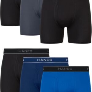 Hanes Men’s Underwear Boxer Brief Pack, Performance Stretch Underwear, Moisture-wicking Boxer Briefs for Men, 6-pack