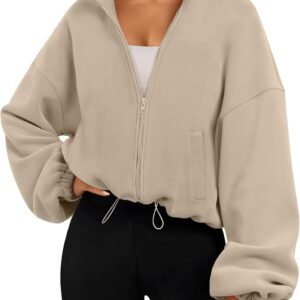AUTOMET Womens Fleece Jackets Zip Up Oversized Sweatshirts Winter Clothes Long Sleeve Crop Sherpa Fall Outfits Fashion