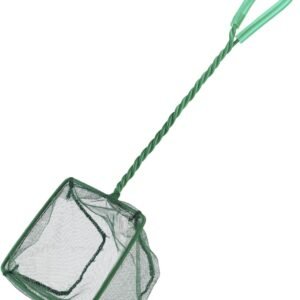 Pawfly Aquarium Fish Net with Braided Metal Handle Square Net with Soft Fine Mesh Sludge Food Residue Wastes Skimming Cleaning Net for Fish Tanks Small Koi Ponds and Pools