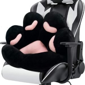 MOONBEEKI Cat Paw Cushion Chair Comfy Kawaii Plush Seat Cushions Shape Lazy Pillow for Gamer Chair 28″x 24″ Cozy Floor Cute Seat Kawaii for Girl Worker Gift, Dining Room Bedroom Decorate Black