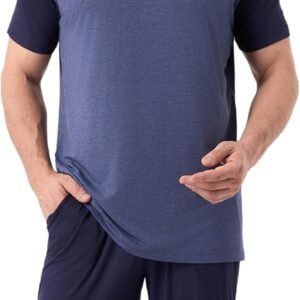 DAVID ARCHY Men’s Pajamas Set Summer Cooling Loungewear Ultra-Soft Pjs Lightweight Short Sleeves Shirts and Shorts Sleep Sets