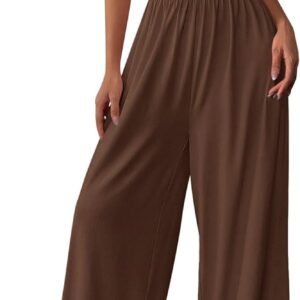 PRETTYGARDEN Womens Trendy Strapless Rompers 2026 Ruched Tube Top Wide Leg One Piece Jumpsuits Beach Vacation Summer Outfits