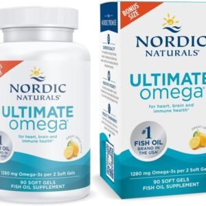 Nordic Naturals Ultimate Omega, Lemon Flavor – 90 Soft Gels – 1280 mg Omega-3 – High-Potency Omega-3 Fish Oil Supplement with EPA & DHA – Promotes Brain & Heart Health – Non-GMO – 45 Servings