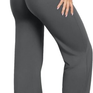 Women Straight Leggings Bottoms Wide Leg Pants High Waist Stretchy Comfy No Front Seam Yoga Workout Sweatpants