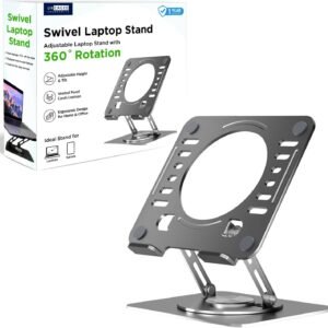 Uncaged Ergonomics Swivel Laptop Stand for Desk, Adjustable Computer iPad Stand for Desk w/ 360 Rotation, Portable Laptop Holder for Home Office Ergonomic Supplies (Space Gray)